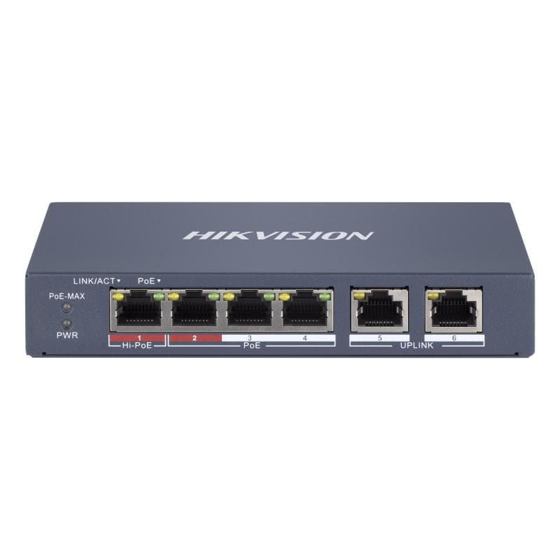 Switch 4+2 PORTS, POE AF/AT/BT, 10/100 M (DS-3E1106HP-EI)