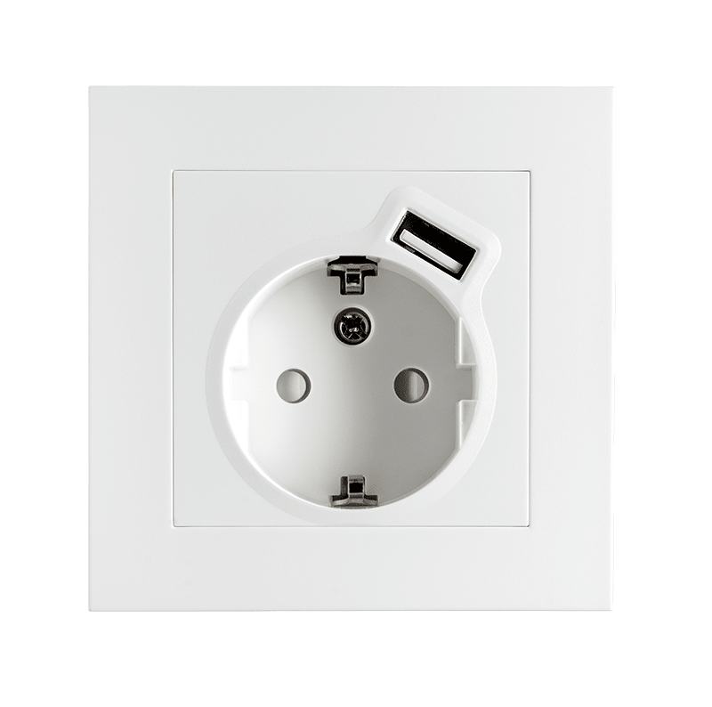 SG Armaturen 6600292 IF Single Socket with Earth + USB-A Charger 2.4A White