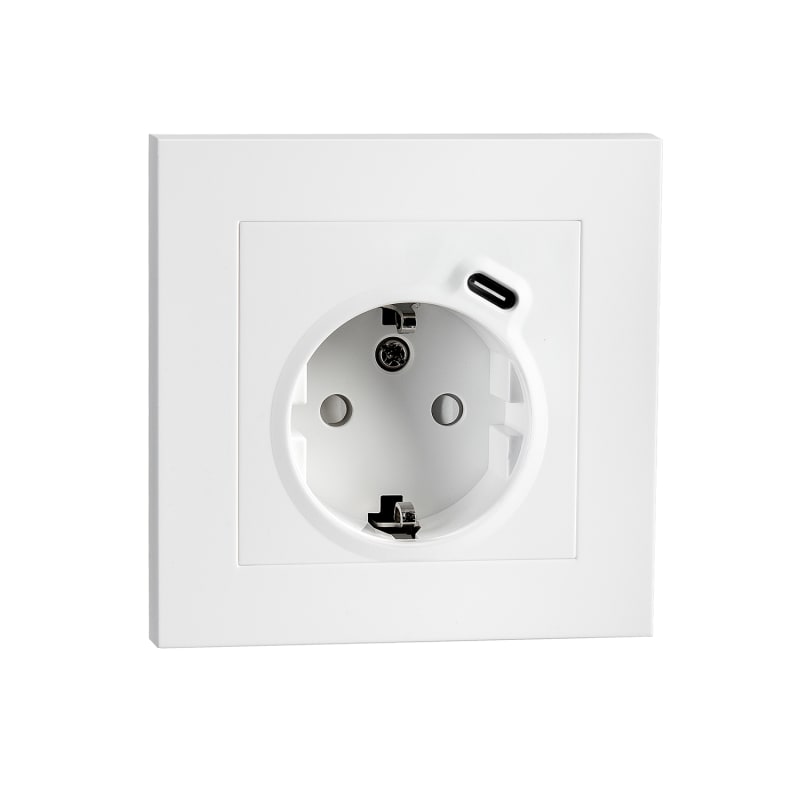 SG Armaturen IF Single Socket with Earth and USB-C Charger White (6600758)