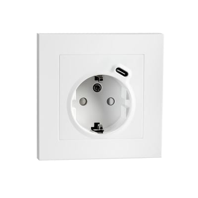 SG Armaturen IF Single Socket with Earth and USB-C Charger White
