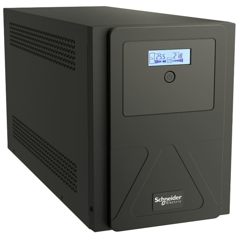Schneider Electric Easy UPS 1 Ph Line Interactive, 3KVA, Tower, 230V, 6 IEC C13 outlets, AVR, Dry Contact, LCD, without Network Card support SMVS3000CAI