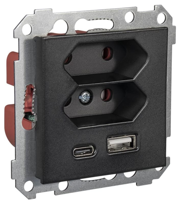 USB CHARGER A+C 3A 2XEURO Black (6601150)