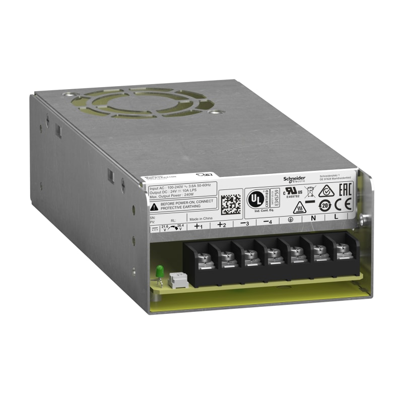 Schneider Electric Regulated Power Supply, 100...240V AC, 24V 10A, single phase, Panel Mount ABLP1A24100