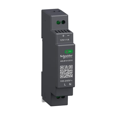 Schneider Electric Regulated Power Supply, 100-240V AC, 12V 1 A, single phase, Modular ABLM1A12010