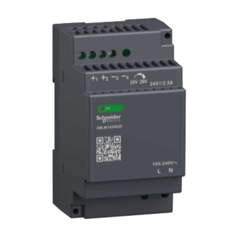 Schneider Electric Regulated Power Supply, 100-240V AC, 24V 2.5 A, single phase, Modular ABLM1A24025
