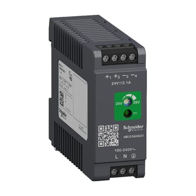 Schneider Electric Regulated Power Supply, 100-240V AC, 24V 2.1 A, single phase, Optimized ABLS1A24021