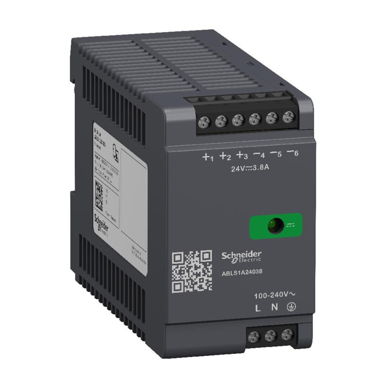 Schneider Electric Regulated Power Supply, 100-240V AC, 24V 3.8 A, single phase, Optimized ABLS1A24038