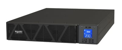 Schneider Electric Easy UPS 1 Ph On-Line, 3KVA, Rackmount 2U, 230V, 6X IEC C13 + 1X IEC C19 outlets, Intelligent Card Slot, LCD, W/ rail kit SRVS3KRIRK