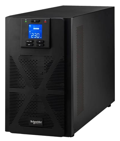 Schneider Electric Easy UPS 1 Ph On-Line, 6KVA/6KW, Tower, 230V, 1X Hard wire 3-Wire(1P+N+E) outlet, Intelligent Card Slot, LCD, Extended Runtime SRVS6KIL