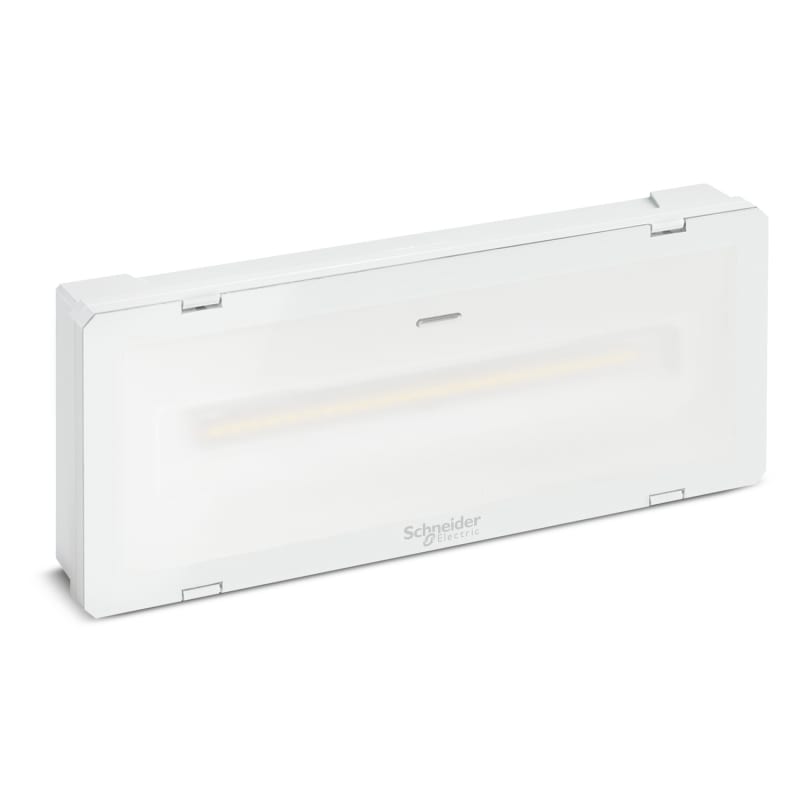 Schneider Electric Emergency luminaire, Exiway Smartled, Activa/Dicube, selectable duration, 500LM, maintained/non maintained, IP65, white OVA48525