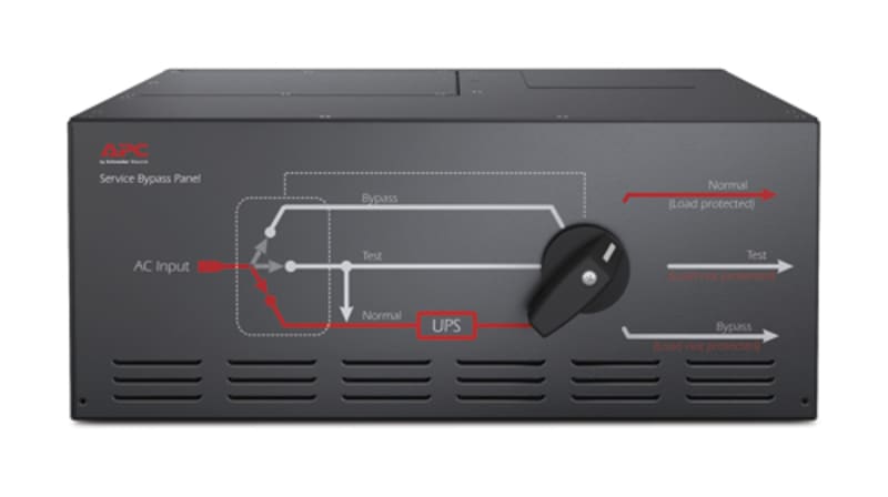 Schneider Electric APC Service Bypass Panel, 230V, 125A, 2X hardwire input connectors, 8X IEC 60320 C19 outlets SBP20KRMI4U