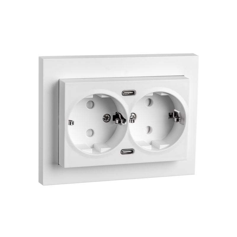 Socket IF Double Rehab WITH USB 2XC White (77114)