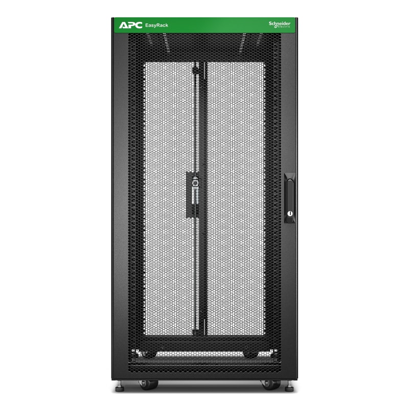 Schneider Electric APC Easy Rack, 24U, Black, with Roof, Castors, Feet, 4 Brackets, and Side Panels, No Bottom, 1198H x 600W x 1000D mm ER6402