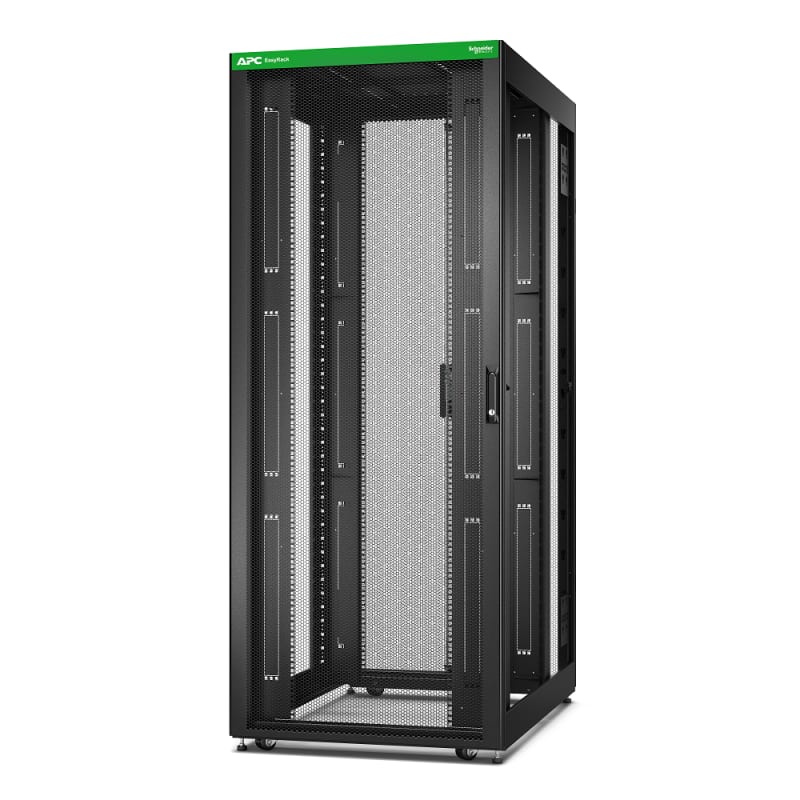 Schneider Electric APC Easy Rack, 42U, Black, with Roof, Castors, Feet, 4 Brackets, and Bottom, No Side Panels, 1991H x 800W x 1200D mm ER8220