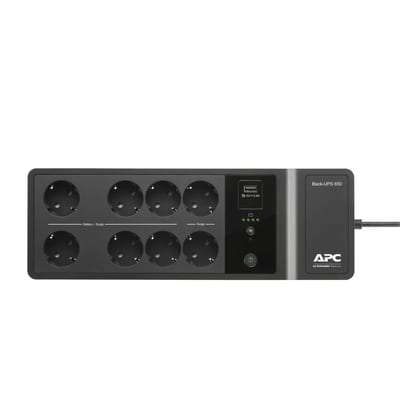 Schneider Electric APC Back-UPS, 650VA/400W Floor/Wall Mount, 230V, 8X CEE 7/3 Schuko outlets, USB Type A Port, User Replaceable Battery BE650G2-GR