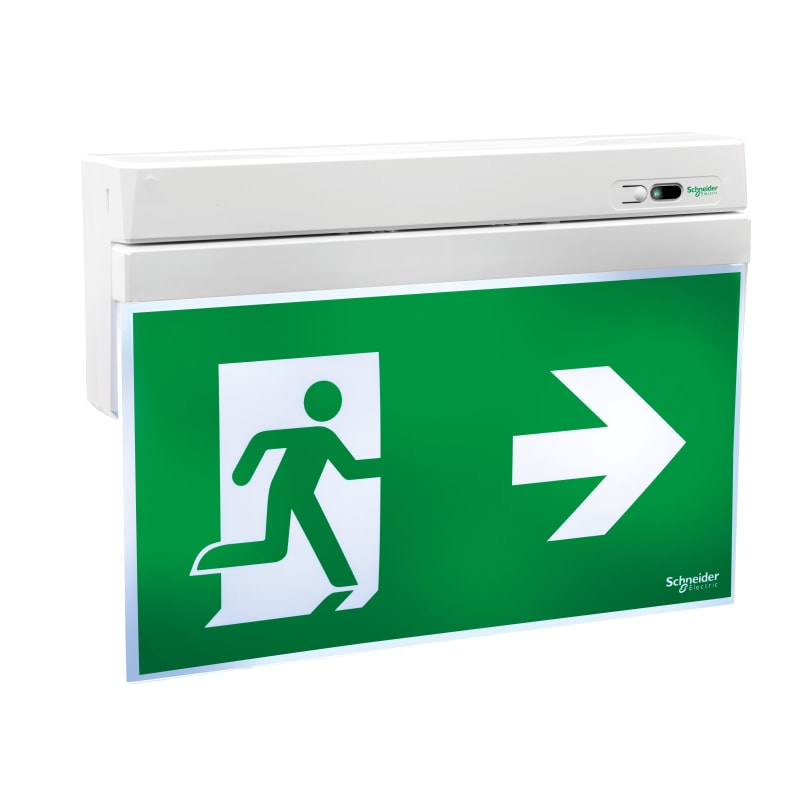 Schneider Electric Emergency exit sign, Exiway Smartexit, Activa, maintained and non maintained, 26M, 1.5H, white OVA48404