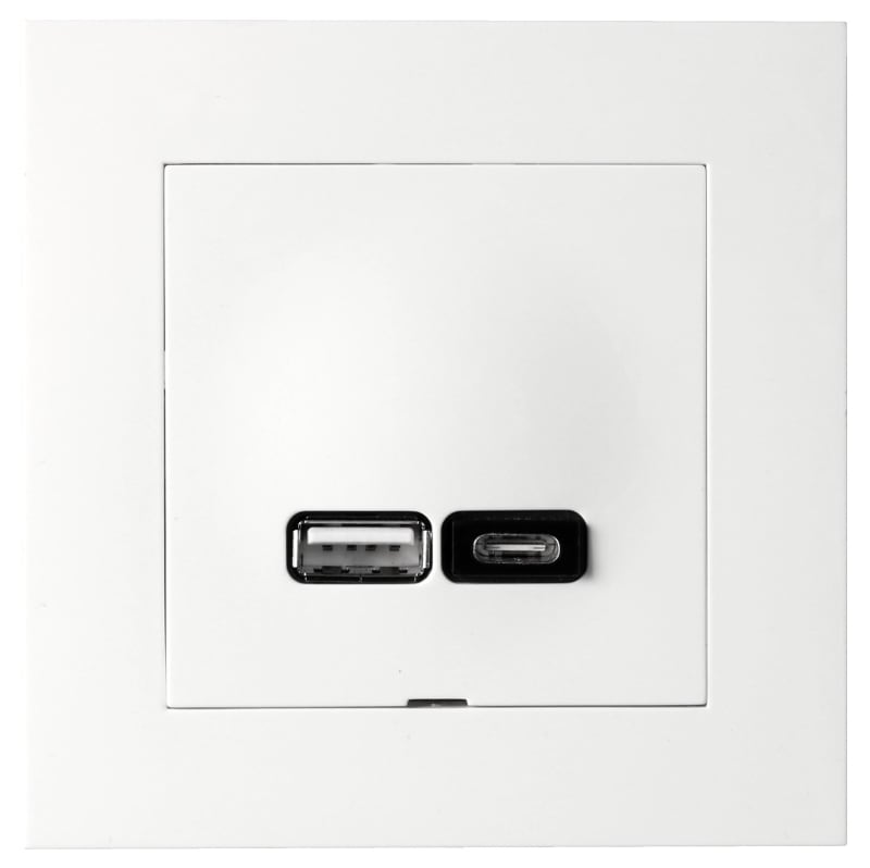 Plus USB A+C charger 2,4A POLAR WHITE (EKO07078)