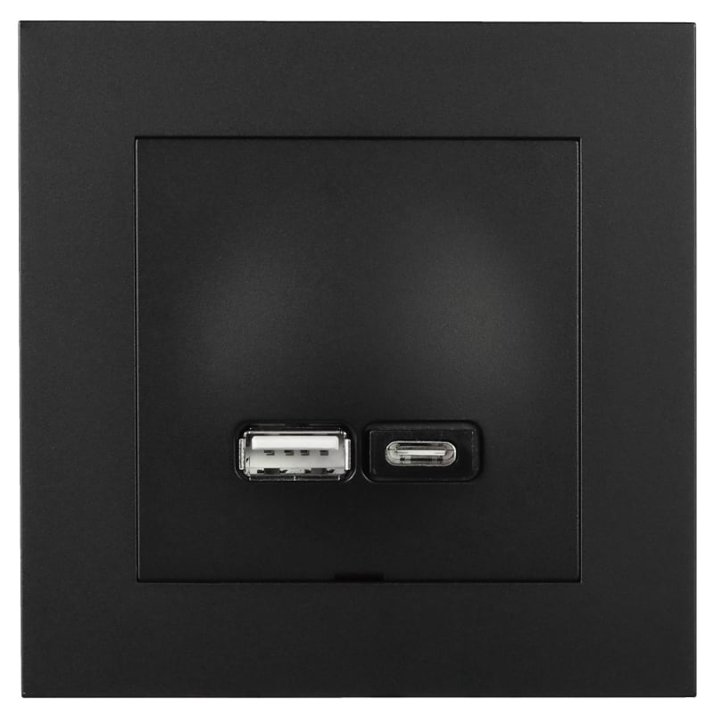 Plus USB A+C charger 2,4A Black (EKO07074)