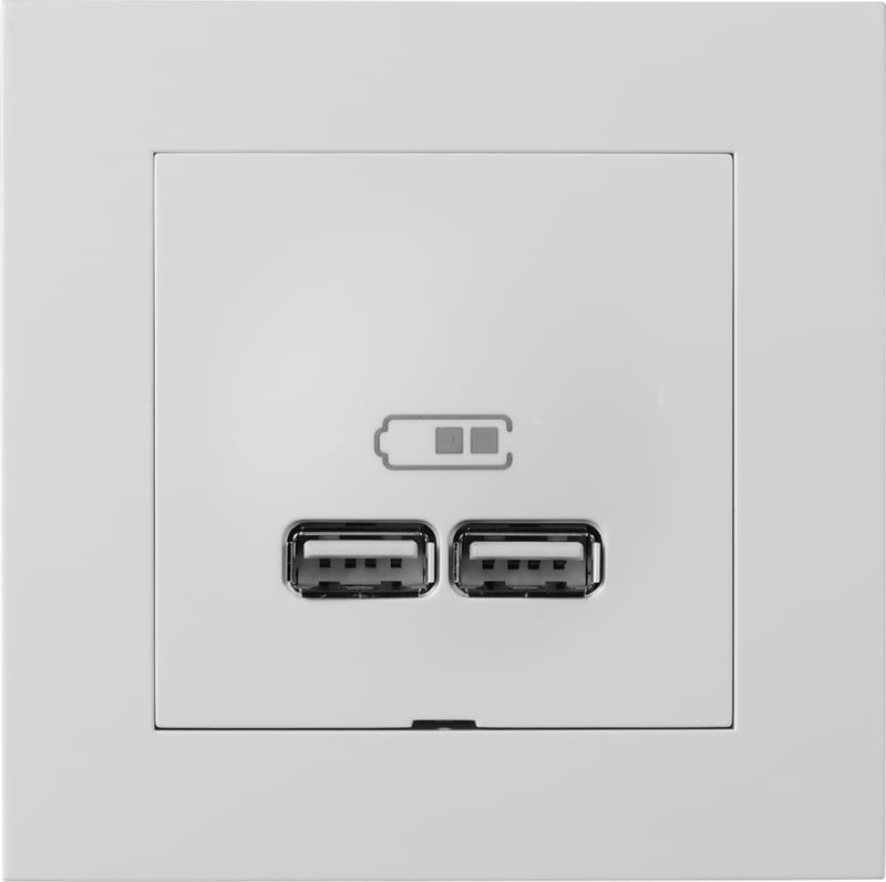 Plus USB charger 2,1A Flush POLAR WHITE (EKO05983)
