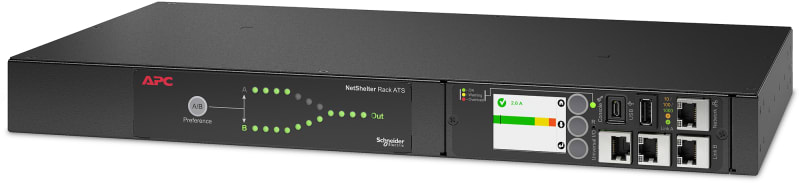 Schneider Electric APC Netshelter Rack Automatic Transfer Switch, 1U, 16A, 230V, 2 IEC309 IN, 1 IEC309 OUT, 50/60Hz AP4422A
