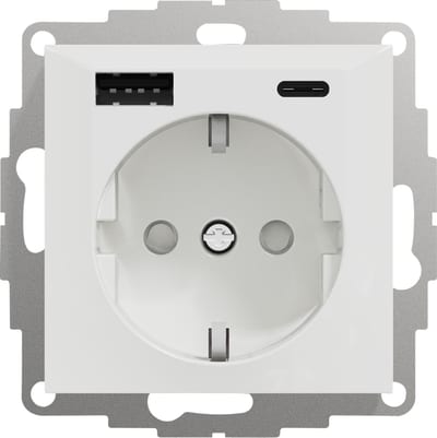 Plus USB A+C / single socket POLAR WHITE