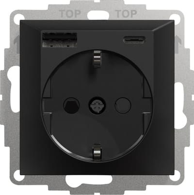 Plus USB A+C / single socket Black