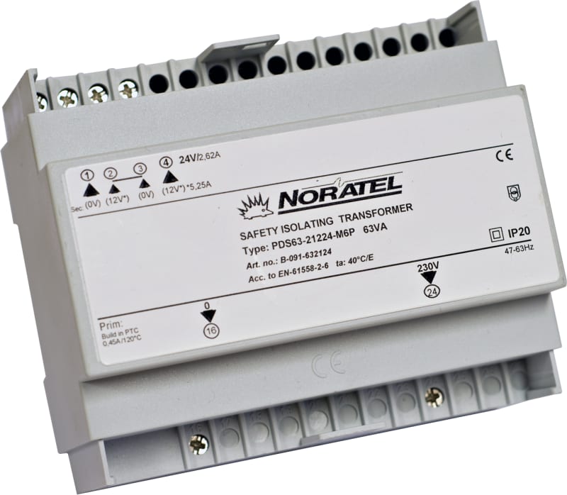 Trafo 40VA 230/ 12/24V DIN35 (PDS40-21224-M3P)