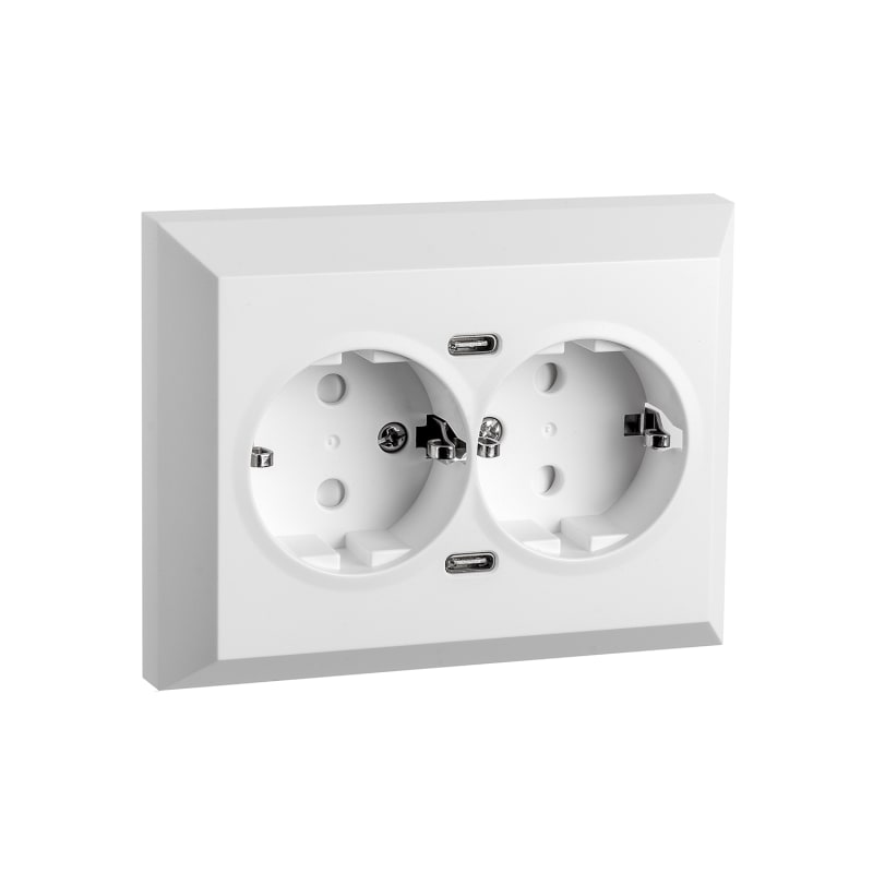 Socket Recessed Double WITH USB 2XC White (77112)