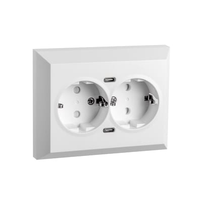 Socket Recessed Double WITH USB 2XC White