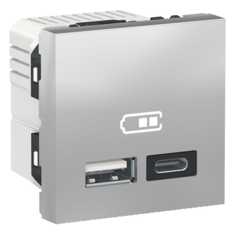 USB charger 2 x Type A + C Aluminium (NU301830)