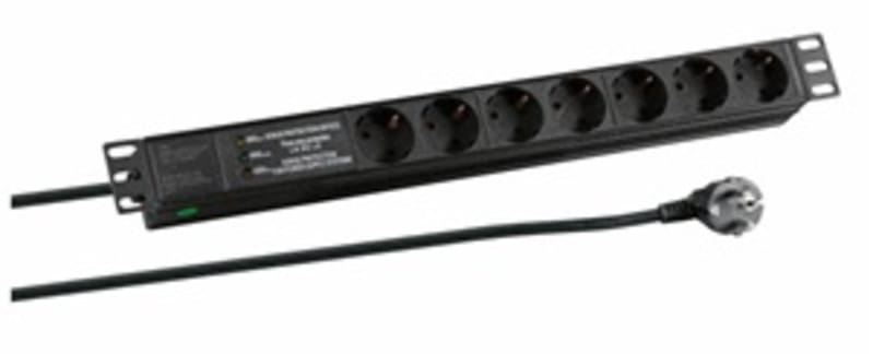 Dgroup 19" 7-Way 230 V Power Strip, No Switch, No Surge Protection, Black (691690)