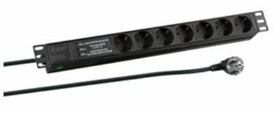Dgroup 19" 7-Way 230 V Power Strip, No Switch, No Surge Protection, Black