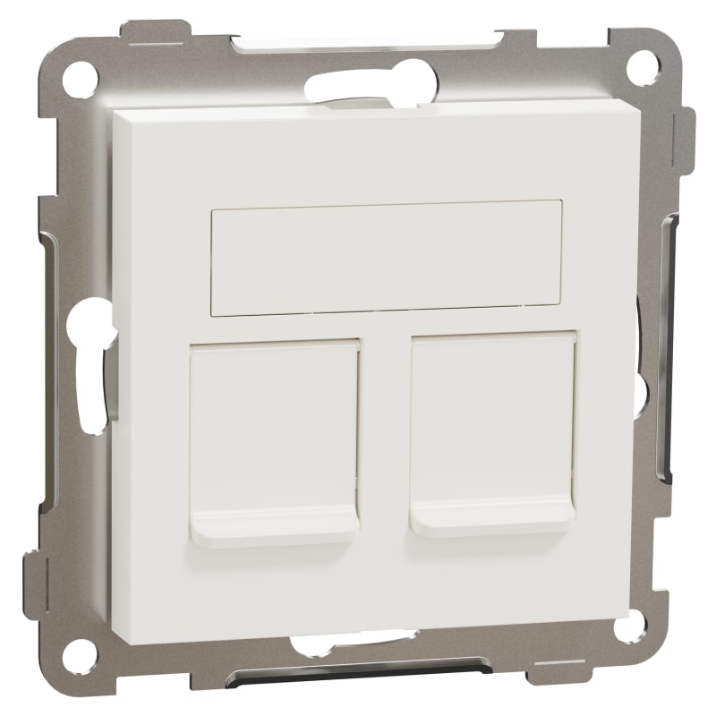 RS/PLUS Mod.outlet 2X8 Cat 6A STP straight POLAR WHITE (EKO60007)
