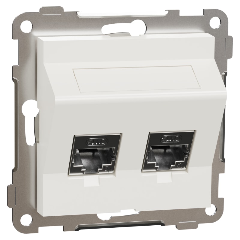 RS/PLUS Mod.outlet 2X8 Cat 6A STP oblique POLAR WHITE (EKO60005)