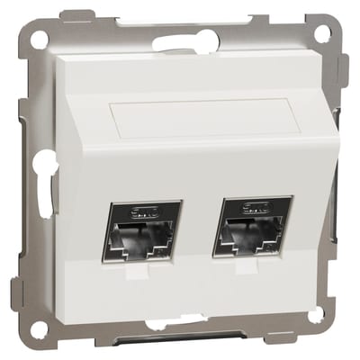 RS/PLUS Mod.outlet 2X8 Cat 6A STP oblique POLAR WHITE