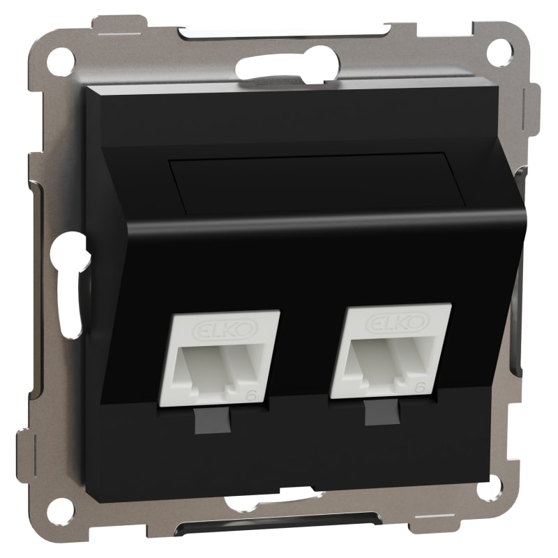 RS/PLUS Mod.outlet 2X8 Cat 6 UTP oblique Black (EKO60020)
