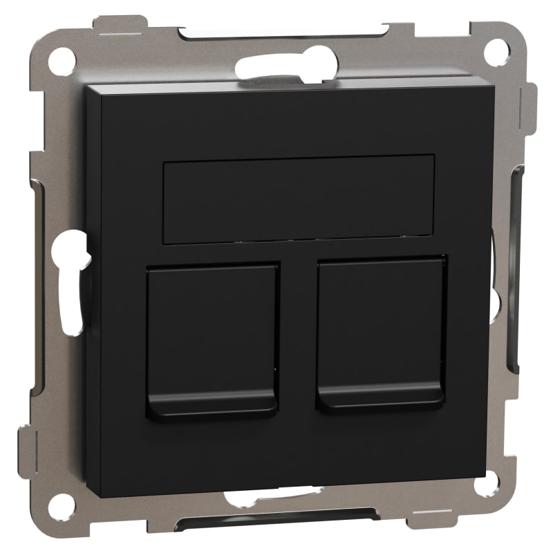 RS/PLUS Mod.outlet 2X8 Cat 6A STP straight Black (EKO60016)