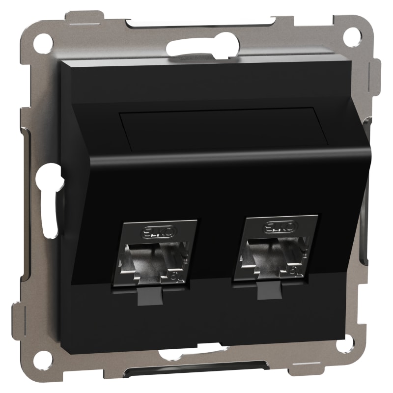 RS/PLUS Mod.outlet 2X8 Cat 6A STP oblique Black (EKO60017)