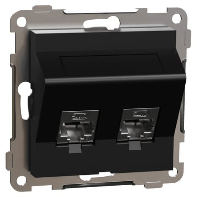 RS/PLUS Mod.outlet 2X8 Cat 6A STP oblique Black