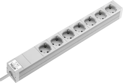 Rittal DK 7240.210 Socket Strip, 7 x Schuko CEE 7/3 (Type F), 250 V 16 A, 19" 1 U, without Switch