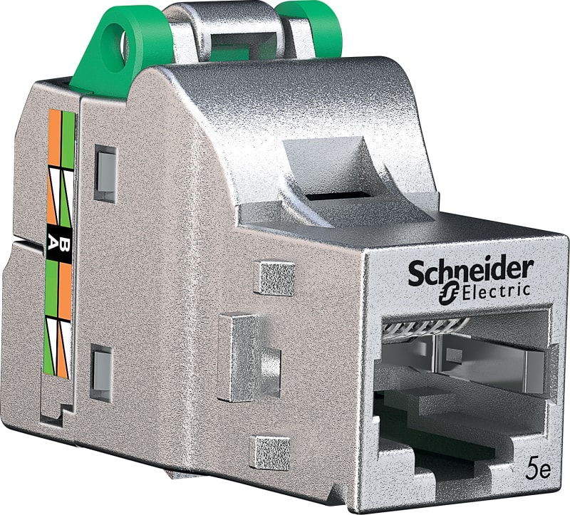 Schneider Electric RJ45 network socket, Actassi, Shielded, Cat 5E, DPM box x 12, silver VDIB17715B12