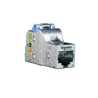 Schneider Electric RJ45 network socket, Actassi, Shielded, Cat 6, DPM box x 12, silver VDIB17716B12