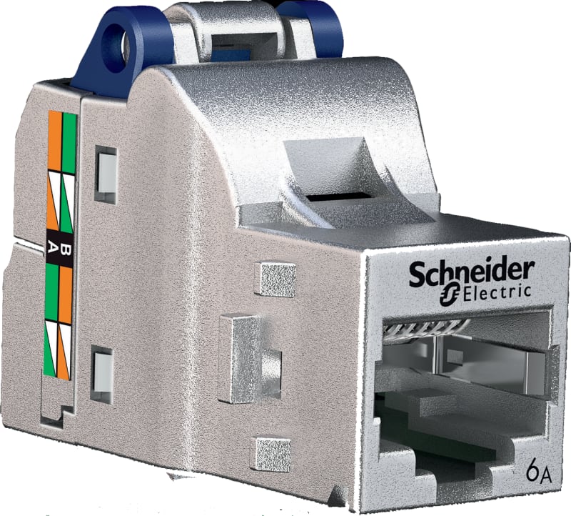 Schneider Electric RJ45 network socket, Actassi, Shielded, Cat 6A, DPM box x 96, silver VDIB1771XB96