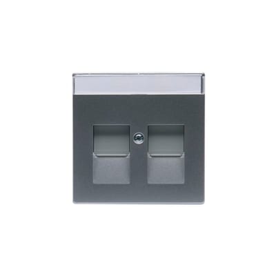 ABB Impressivo 1819DC-83 Centre Plate 2 x RJ45 Dust Cover Aluminium