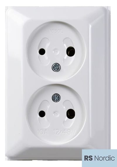 Double socket 12/48V Surface RS PURE WHITE