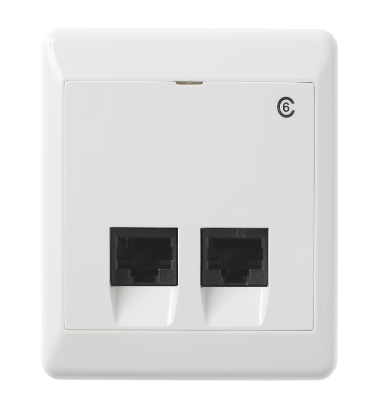 ELKO RS16/MOD P 2x8 Cat 6 UTP Modular Outlet Flush-Mount (EKO04550)