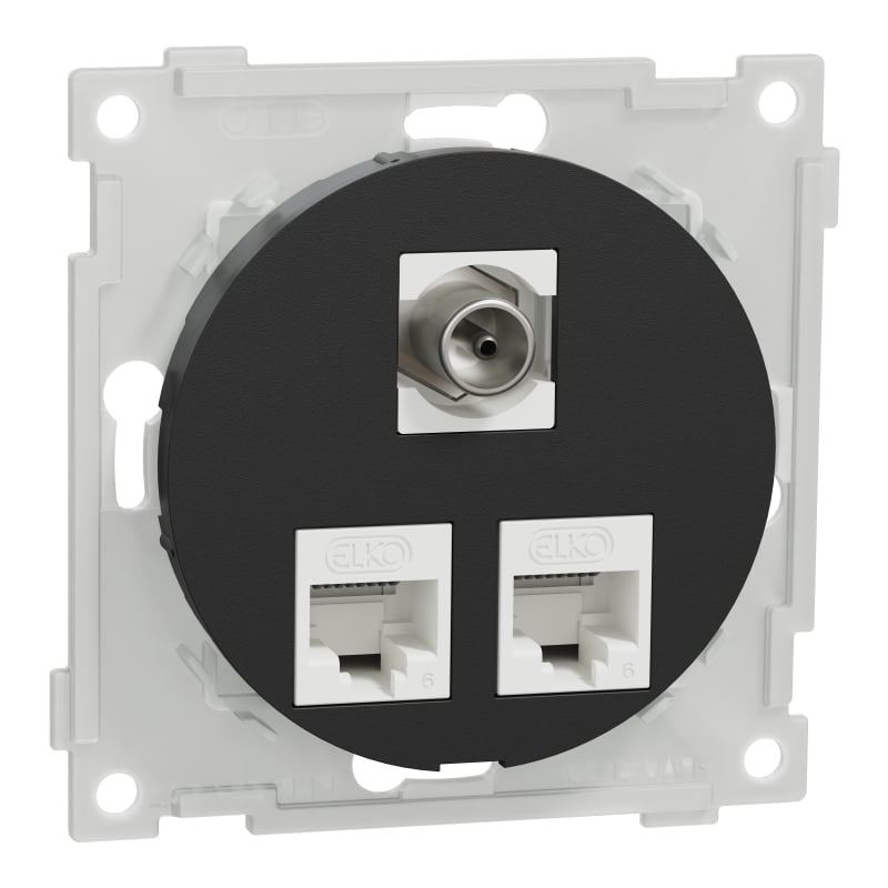 MOD.UT.2X8 CAT. 6 UTP 1XF/IEC One Black (EKO50122)
