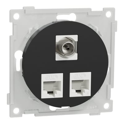 MOD.UT.2X8 CAT. 6 UTP 1XF/IEC One Black