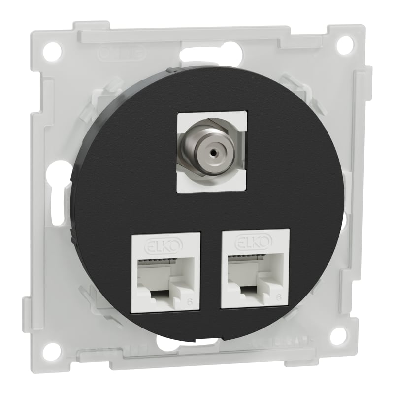 Mod.out. 2X8 Cat 6 UTP 1XF/F One Black (EKO50124)