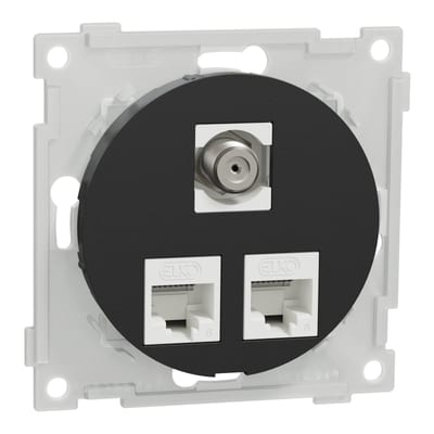 Mod.out. 2X8 Cat 6 UTP 1XF/F One Black